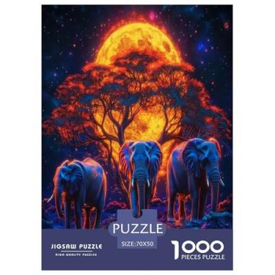 Elefanten Puzzle 1000 Teile Schwer Puzzle Spielzeug Pädagogisches Spiel Impossible Herausforderungsspielzeug Für Erwachsene Kinder 70x50cm/1000pcs von ChengzeTCo
